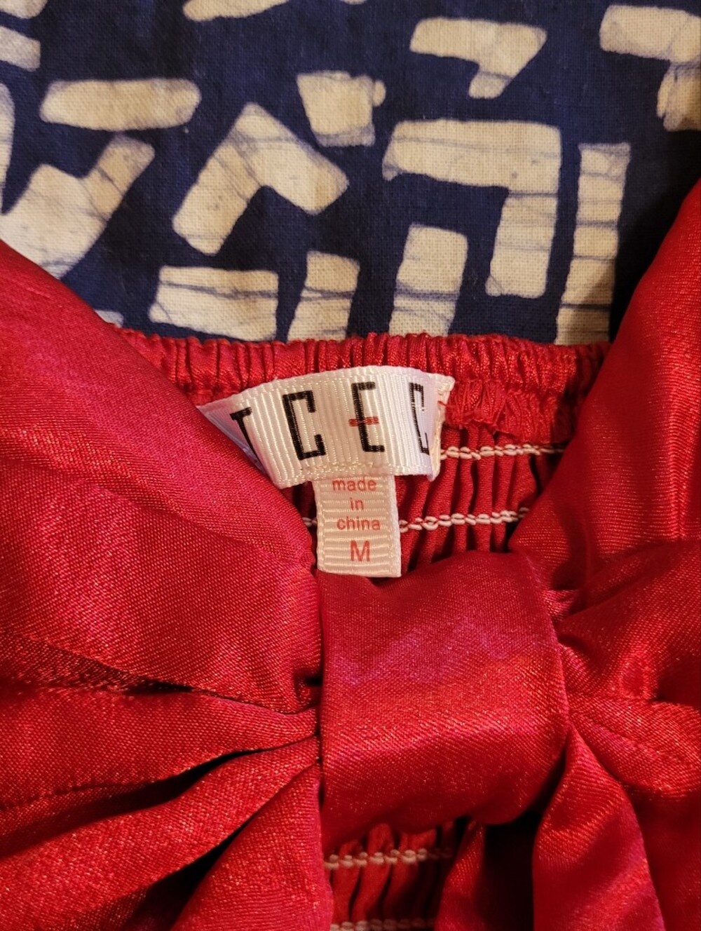 TCET Red Satin Slip Dress, Silky Size M with Front Bow